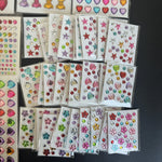 sticker decoratif multicolore coeur etoile brillant adhesif fleur ruban decor scene festive individuel pack