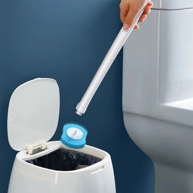 brosse toilette long manche remplacement facile blanc bleu moderne adhésif rechargeable set
