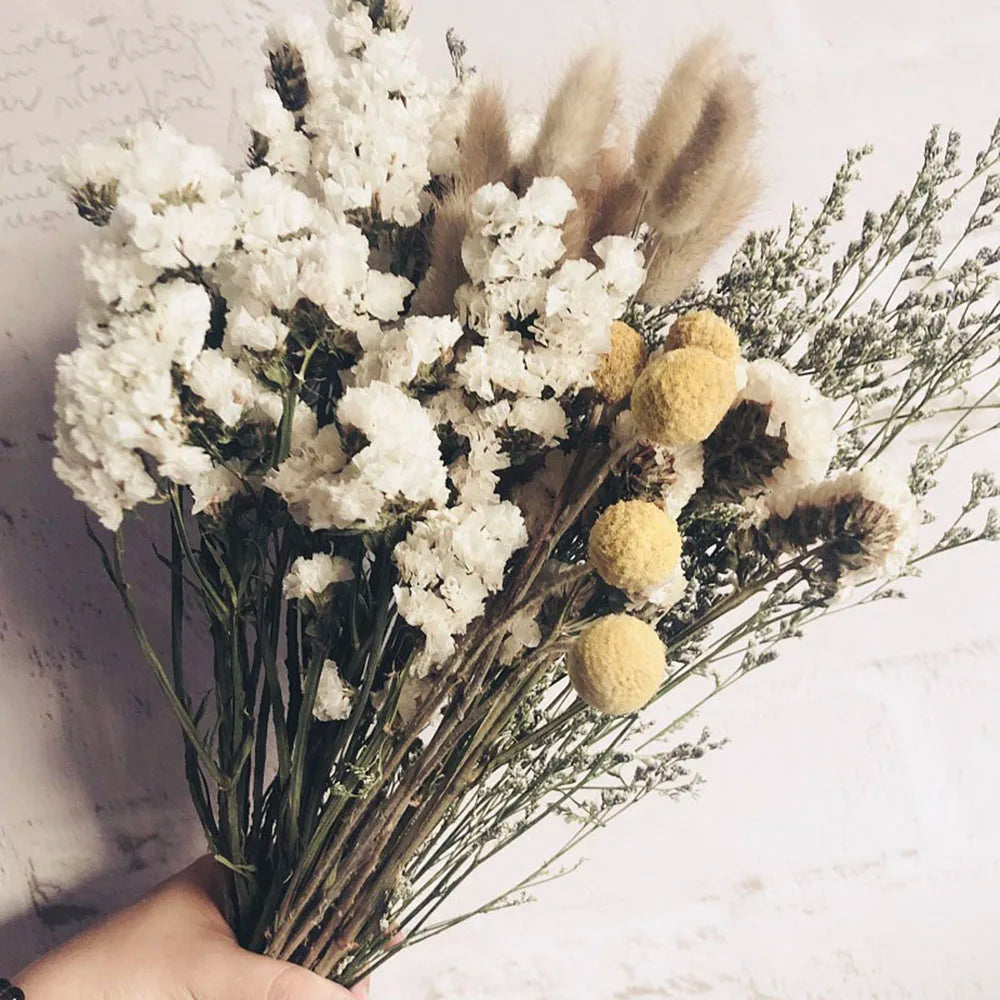 bouquet fleurs séchées eucalyptus gypsophile lavande décoration maison anniversaire valentin boho naturel