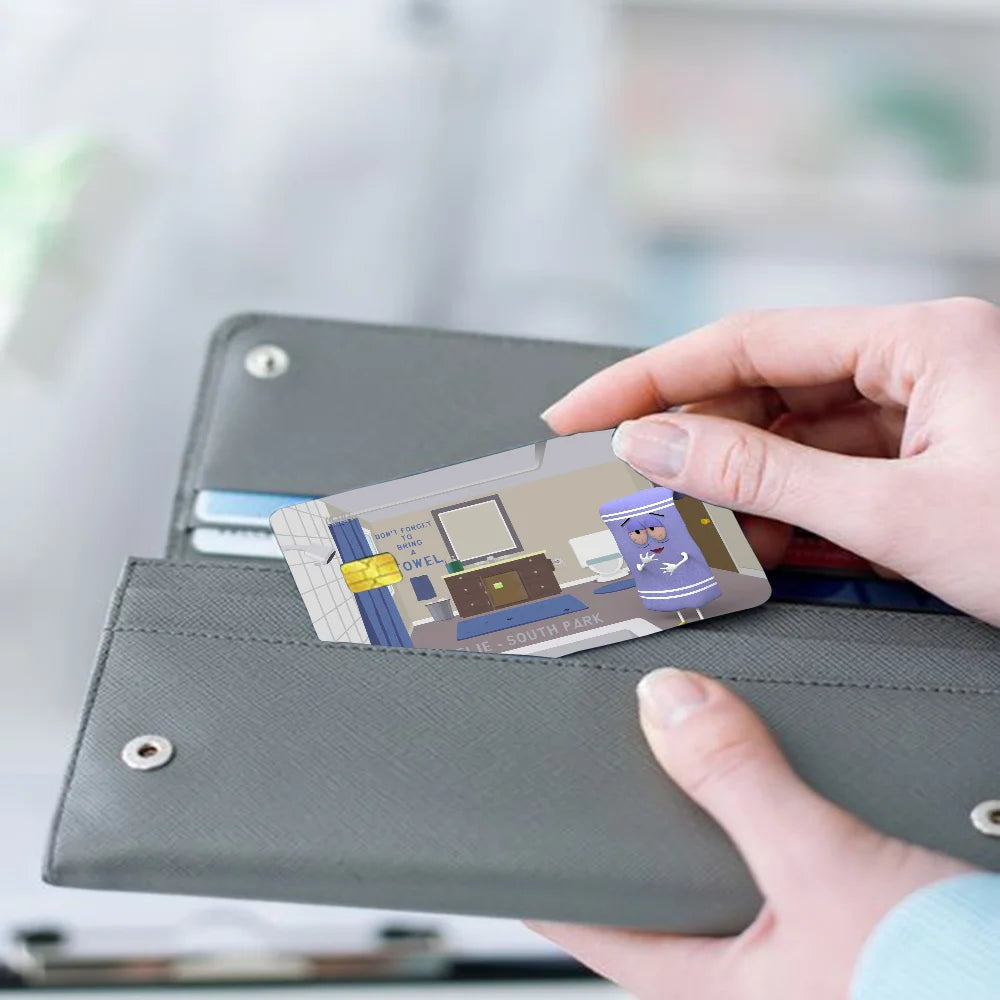 film autocollant carte bancaire violet dessin animé sourire réutilisable étanche