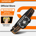 lampe frontale rechargeable led 5w noir orange moderne utilitaire sportive bandeau élastique