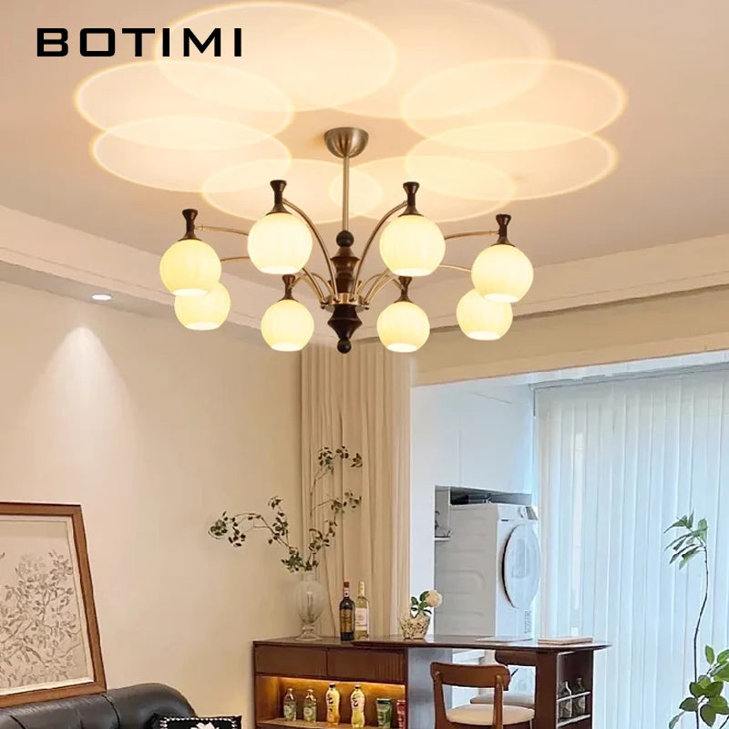 chandelier led or marron foncé abatjour sphérique télécommande moderne floral