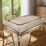 nappe table marbrée géométrique blanc doré marron classique réutilisable polyester rectangle maison festive