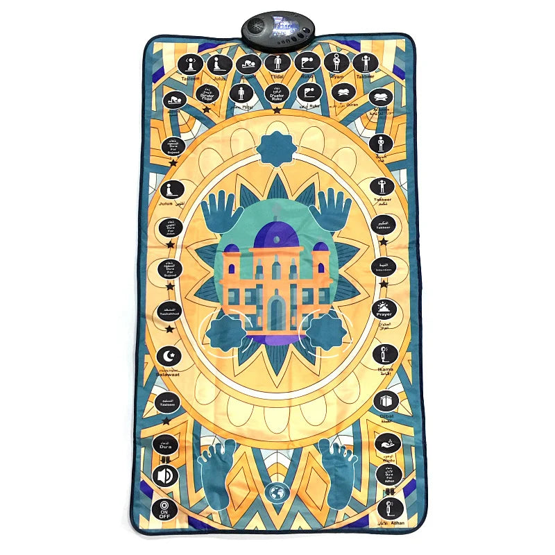 tapis prière islamique acrylique motifs géométriques kaaba moderne rose bleu marine