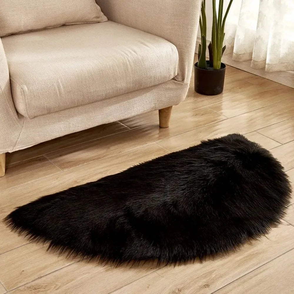 tapis blanc moderne fourrure polyester antidérapant bleu rouge marron noir