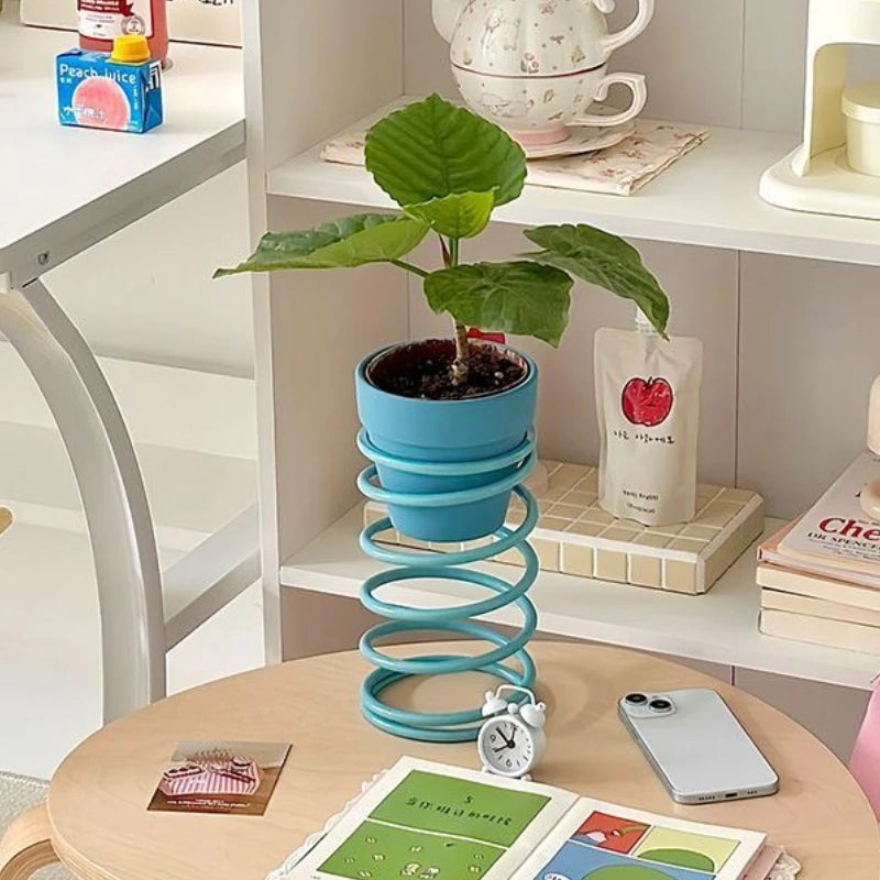 support plante moderne spirale adhésif pots plante vert bleu orange jaune