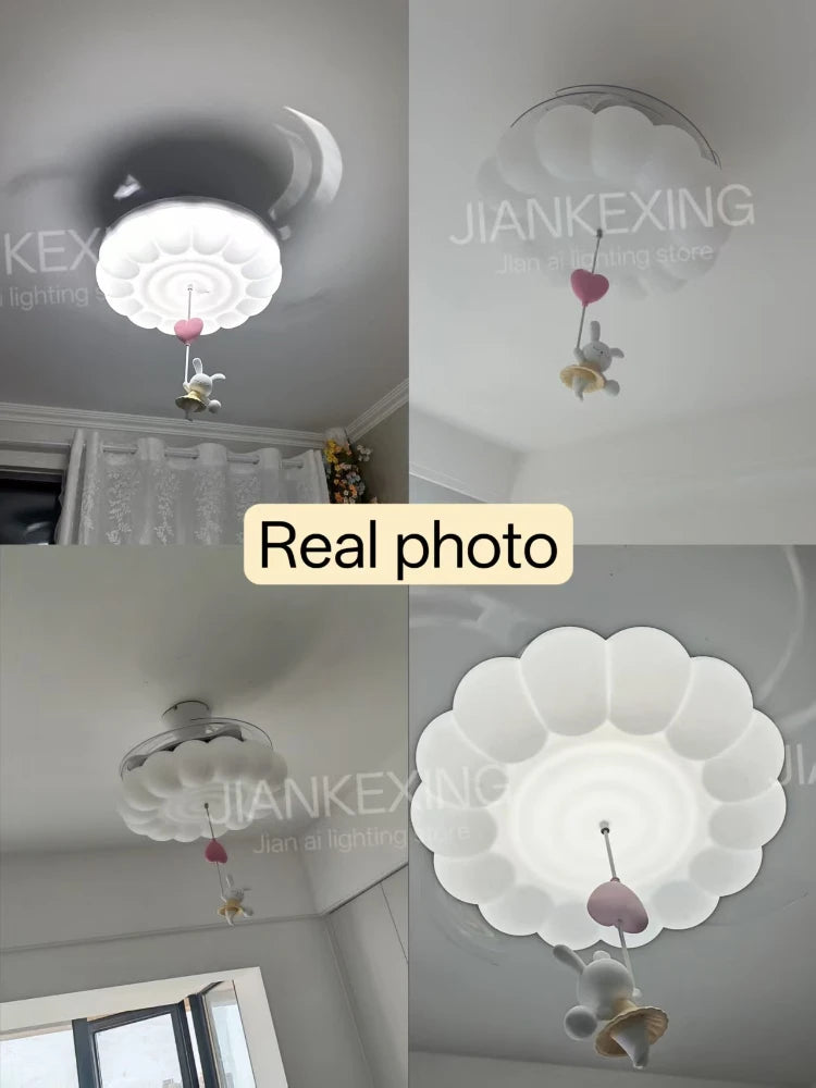 lampe moderne blanche nuages lapin ballon chambre enfants lumière led
