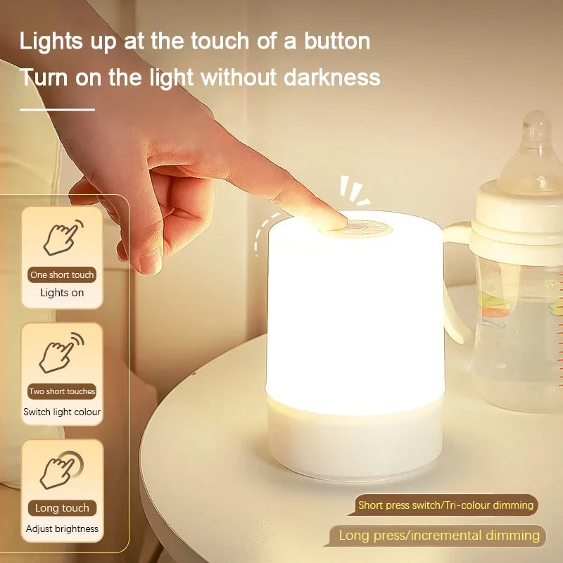 lampe table led tactile blanc moderne veilleuse flux lumineux faible intensité variable rechargeable chambre