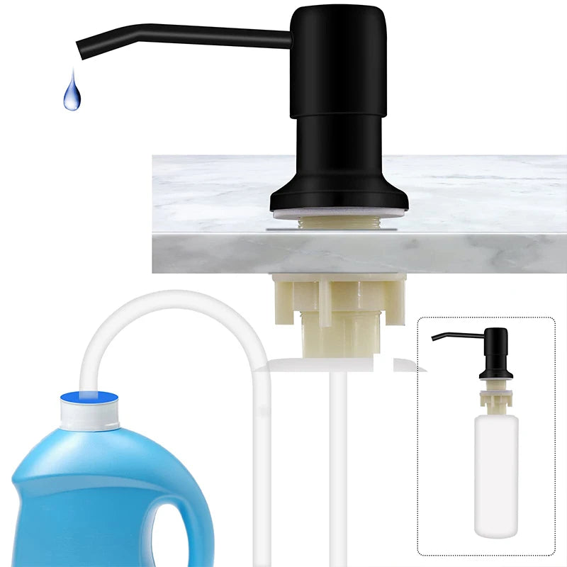 distributeur savon liquide moderne noir blanc transparent pompe tuyau flexible