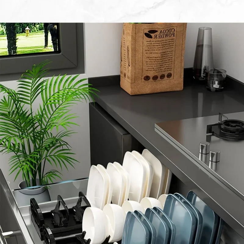support vaisselle clips réglables moderne respectueux environnement noir blanc plat