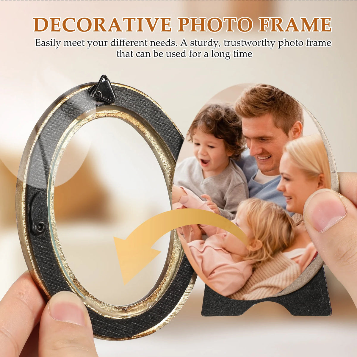 Cadre photo ovale vintage or relief floral portraits paysages decorationOpaqueintérieurbeige