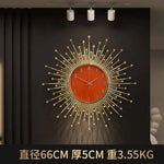 horloge murale moderne ornementale aiguille métal ornement solaire salon or