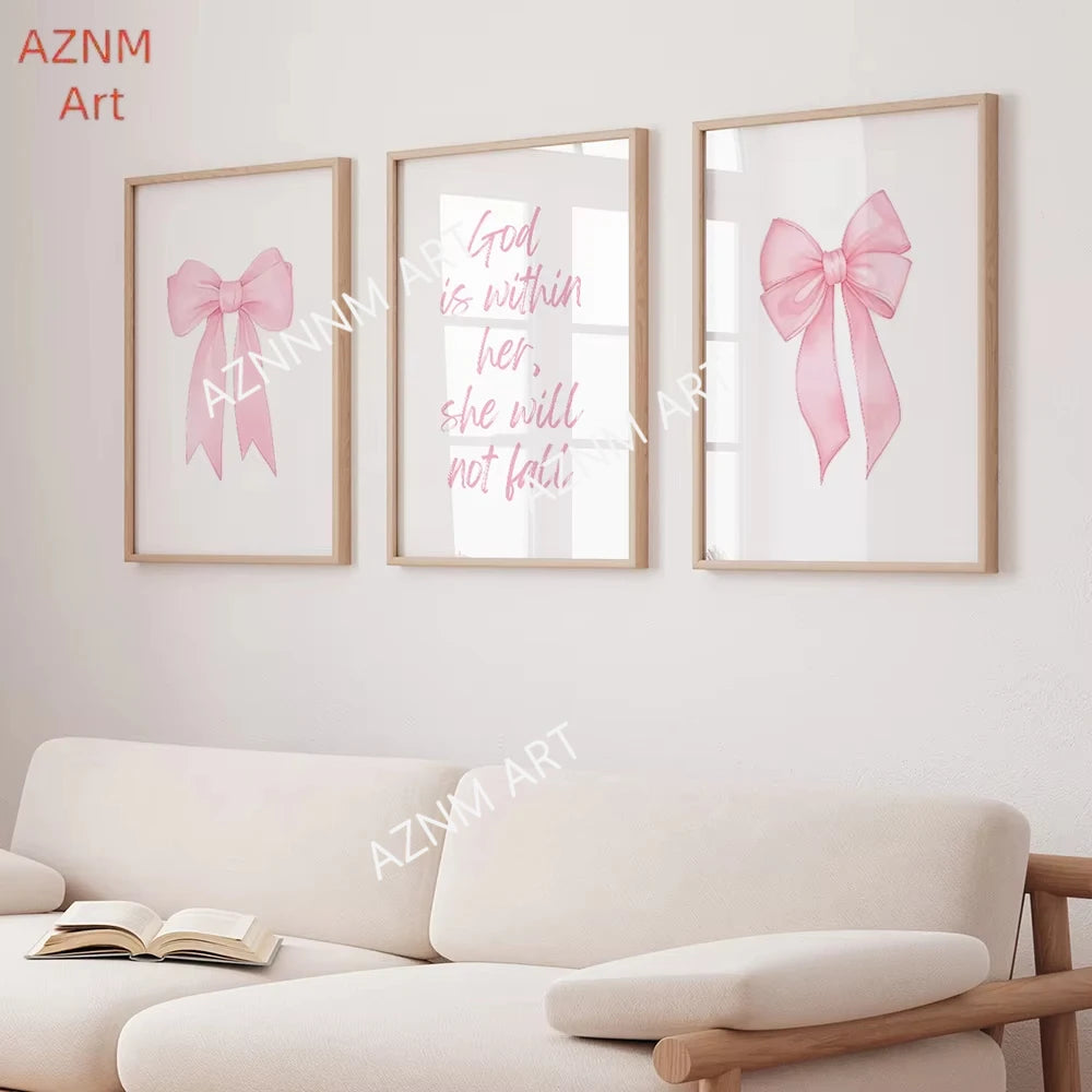 affiche art minimaliste abstraite rose arcs rubans texte manuscrit sans cadre
