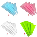 sacs pâte modeler silicone bleu clair vert fluo rose clair blanc coniques