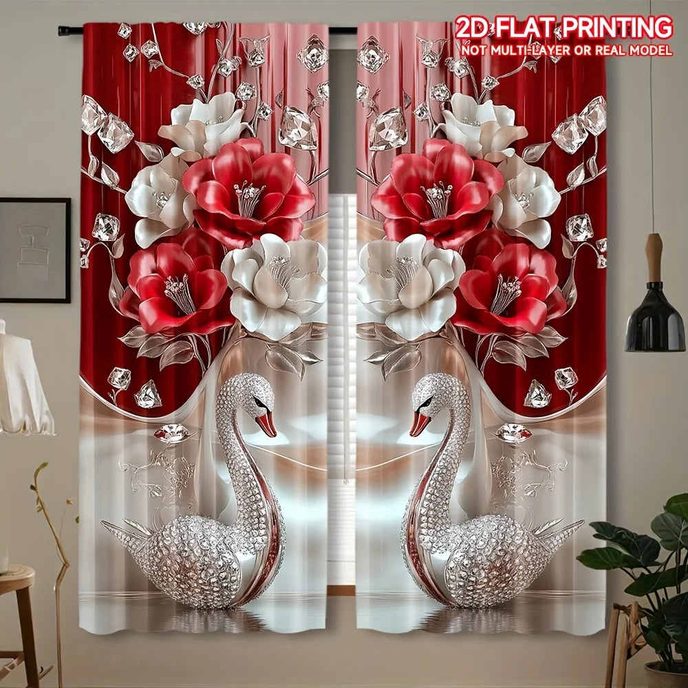 rideaux floraux 2d roses argentés moderne intime maison 105x230cm 100 polyester