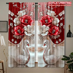 rideaux floraux 2d roses argentés moderne intime maison 105x230cm 100 polyester