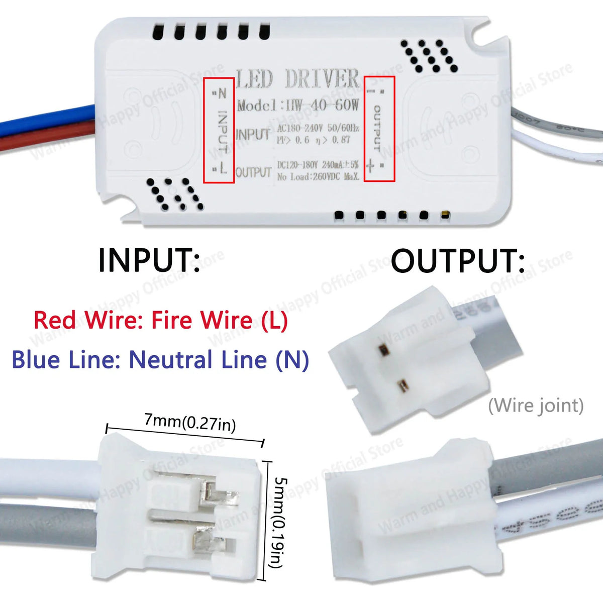 driver led blanc 40 60w constant current adhésif moderne câbles certifié rohs