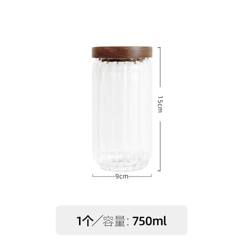 boîte hermétique verre couvercle bois rangement cuisine imperméable qualité alimentaire japonais transparent vertical moderne
