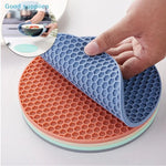 tapis protection cuisine silicone bleu orange vert gris texture moderne nid d'abeille