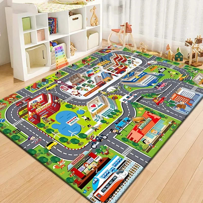 tapis jeu enfant ville miniature route décoratif multicolore chambre salon éducatif aventure routière