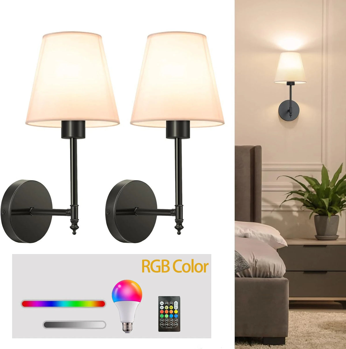 applique murale led rechargeable sans fil rgb télécommande moderne minimaliste argentée blanche simple lisse