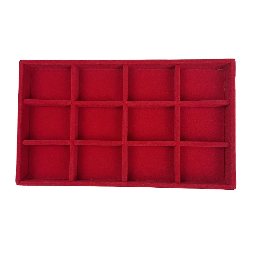 boîte bijoux velours rouge moderne plateau 21cm colliers boucles doreilles bracelet doré lunettes