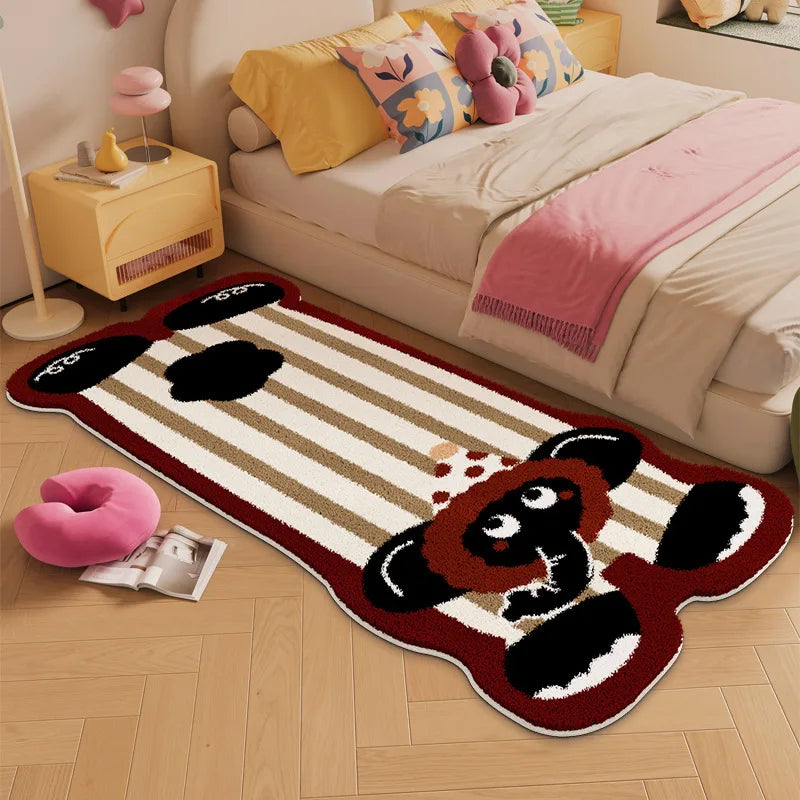 tapis dessin animé animaux mignons imitation cachemire polyestère antidérapant résistant décoloration intérieurextérieur