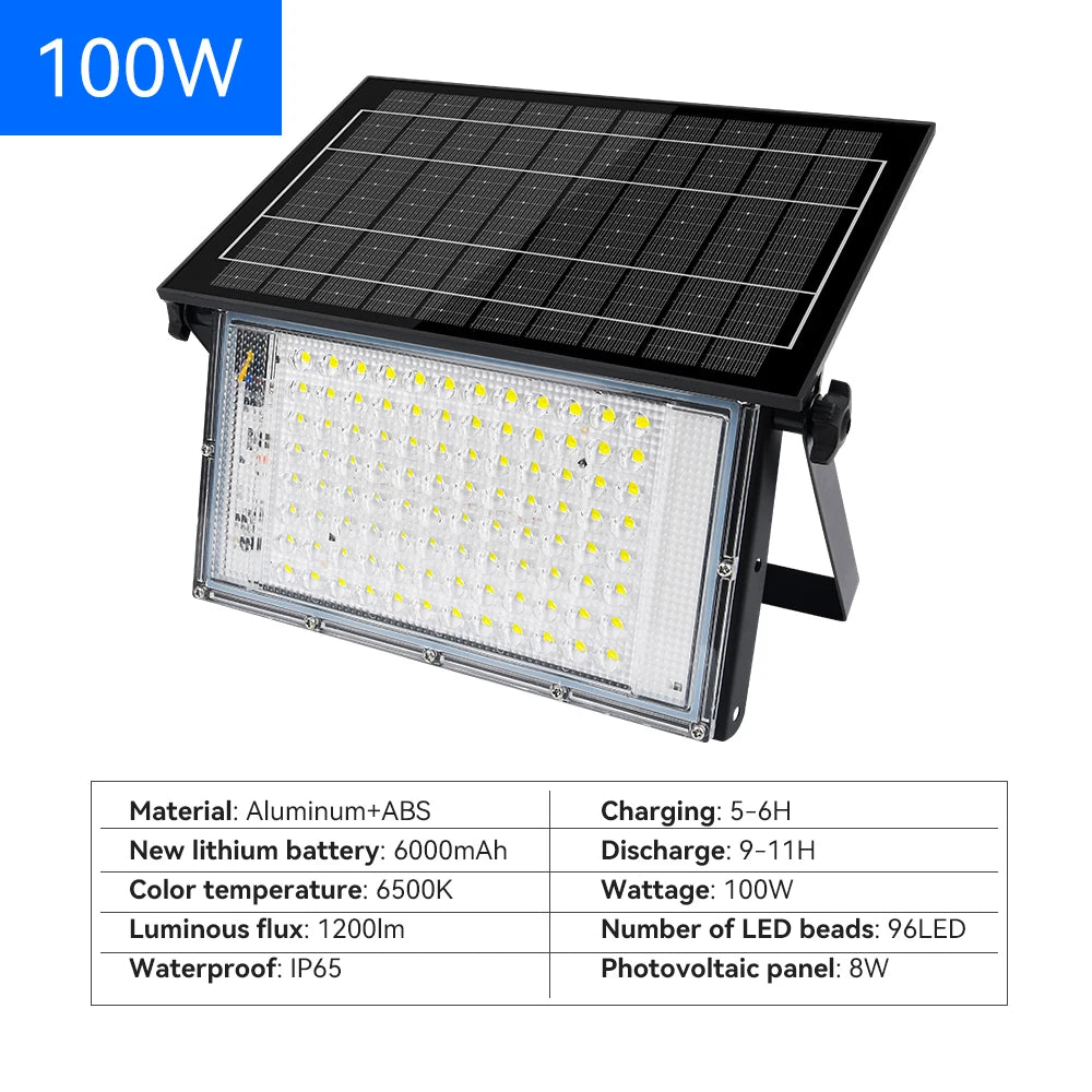 projecteur solaire led ip65 portable clip mural poignée ajustable moderne batterie noir