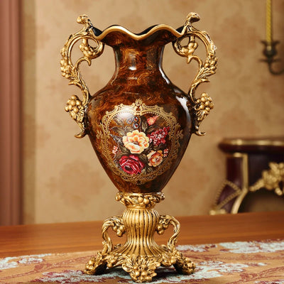 Vase en résine style européen rouge pour décoration d'entrée