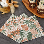 serviettes tissu bohèmes motifs floraux blanc orange rouille vert olive dimensions 33cm 33cm