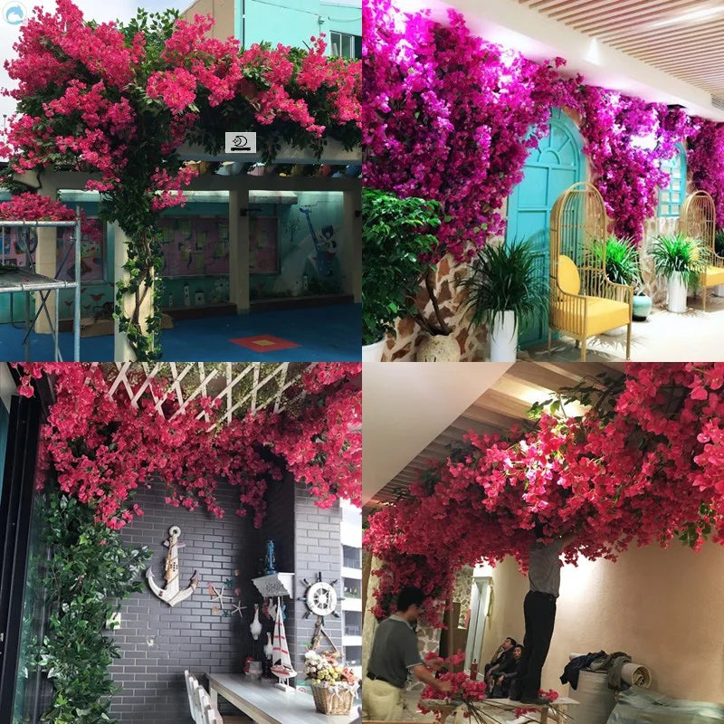Guirlande fleurs artificielles bougainvilliers rose moderne extérieur décoration mariage anniversaire fêtes