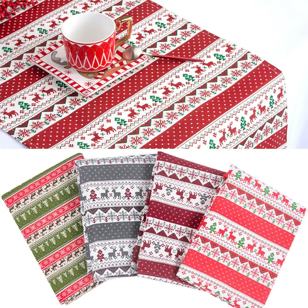 serviettes table motif noël rennes flocons neige vert rouge blanc traditionnel écologique