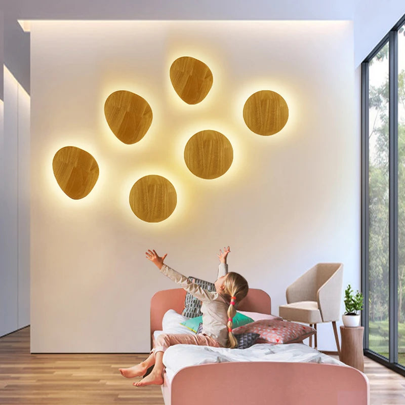 lampes murales modernes bois clair led minimalistes chambre cuisine salle manger