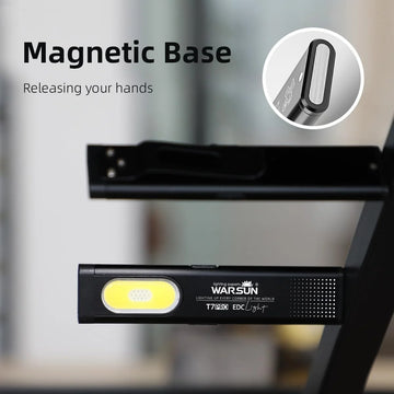lampe poche rechargeable led alliage aluminium base magnétique clip métallique moderne