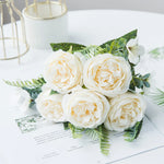 bouquet artificiel roses soie orange rouge rose blanc violet feuilles vertes classiqueintérieurDecorationFestivalMarriage
