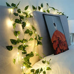 guirlande lumineuse feuilles vertes lumières blanches ivy artificielle led vacances moderne décoration maison mariage
