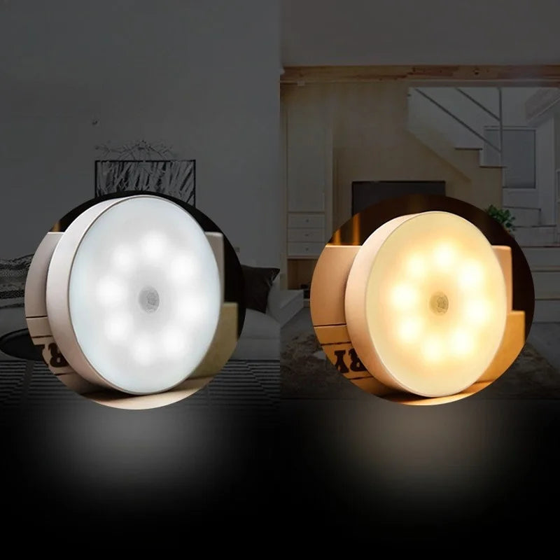 lampe nuit intelligente capteur présence led rechargeable adhésif blanc moderne veilleuse automatique urgence usb