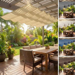 toile parasol moderne résistante l'eau gris beige bleu texture tissée protection solaire jardinet opacité
