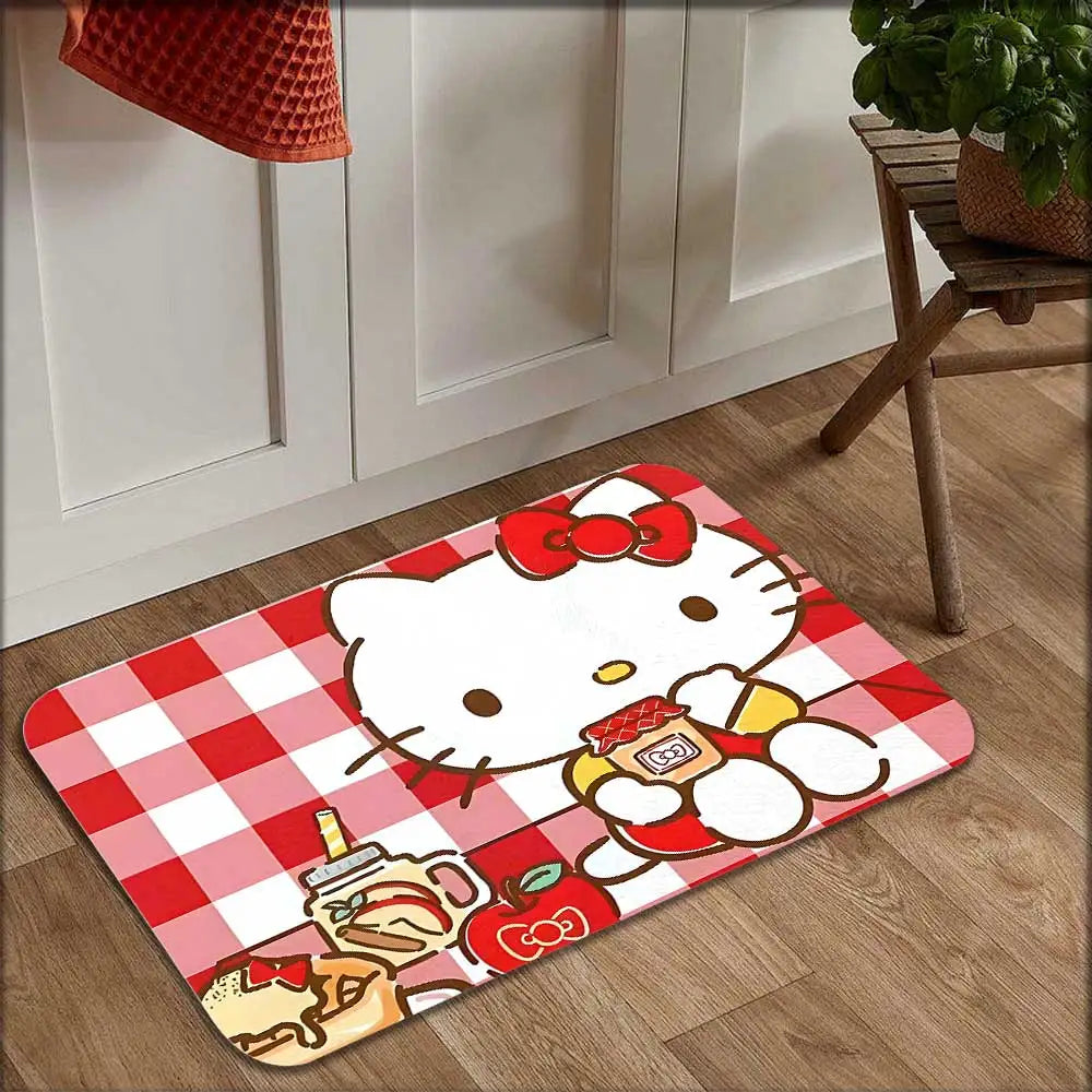 tapis dessin animé hello kitty carreaux rouge blanc salon chambre coucher mignon résistant décoloration