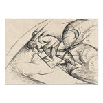 Une esquisse dynamique de formes abstraites, avec des lignes sinueuses et des mouvements expressifs qui évoquent une scène énergique et imaginative.