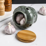 pots stockage ail céramique texturé forme cactus moderne bouchon bois trou