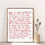 toile d'art moderne texte imprimé blanc rouge bleu sans cadre vertical