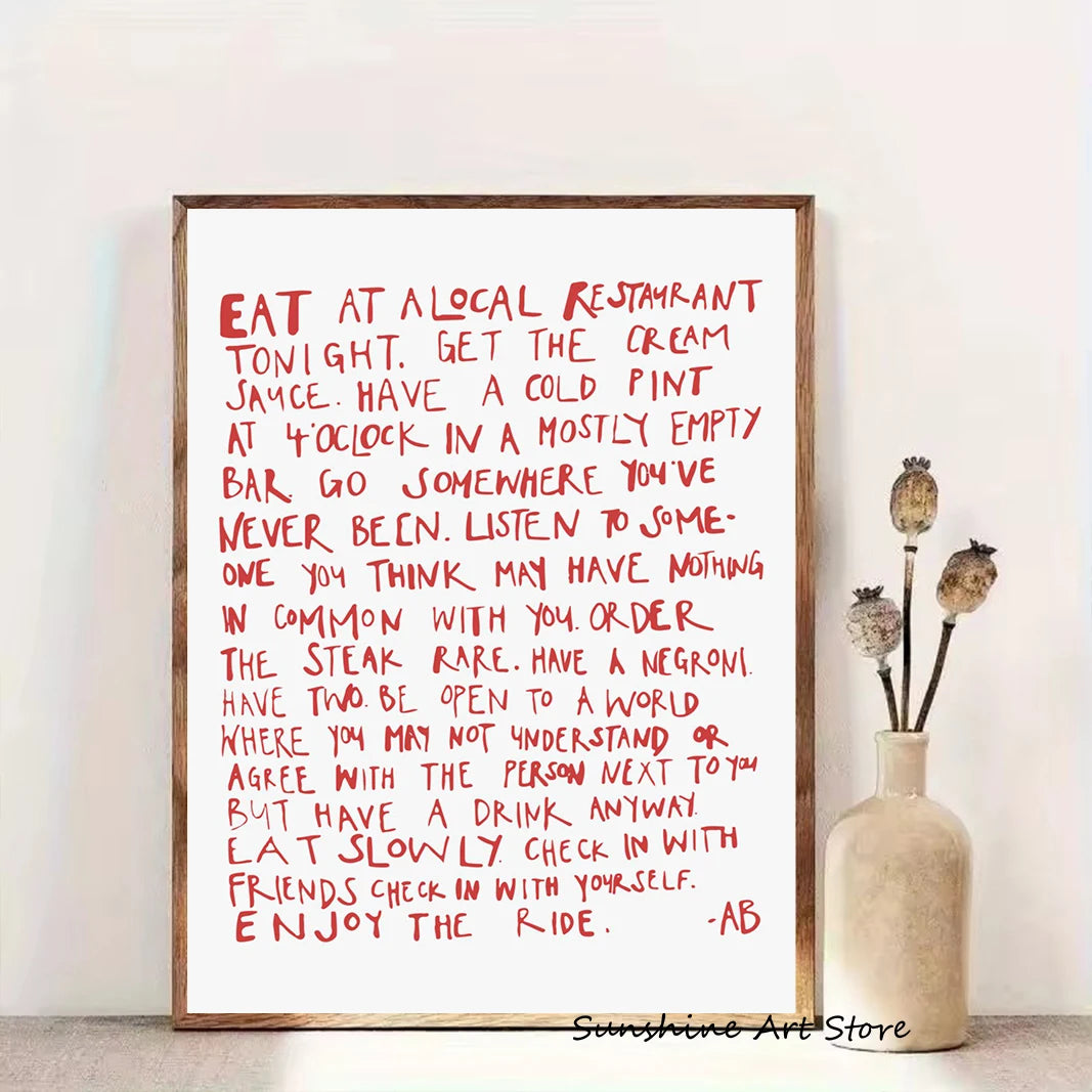 toile d'art moderne texte imprimé blanc rouge bleu sans cadre vertical