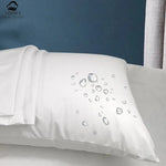 protège oreiller imperméable blanc motif gouttes d'eau zipper latéral moderne respectueux environnement maison