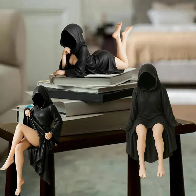 figurine moderne noire satinée ornement taille 15cm 76mm erotique mystérieuse collection deco chambre salon
