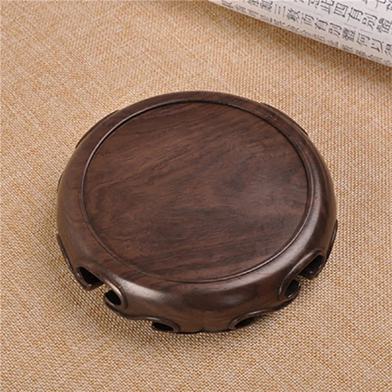 support plante bois naturel sculpté classique marron foncé artisanal rétro ornement maison plantes théières