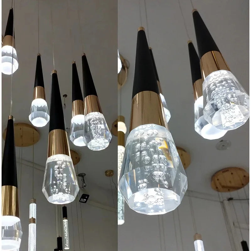 suspension lumineuse moderne élégante noir doré transparent câble ajustable led 90 260v 249 2000lm