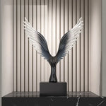 sculpture décorative moderne oiseau aigle noir ailes transparentes dimension 22x9x30