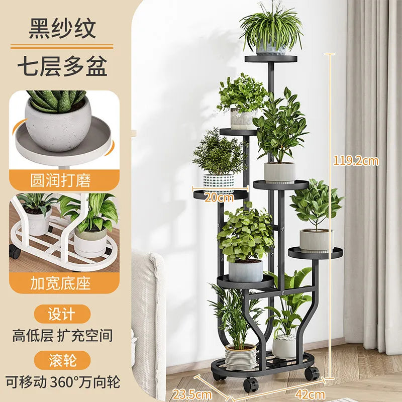 support plantes métal moderne niveaux noir blanc doré vis fixations