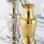vase fleurs dorées métal argent or texture miroir brillante classique grande table unique ornement